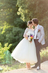 Tea Length Wedding Dress 1950s Vintage Wedding Dress Country Short Wedding Dress WS059